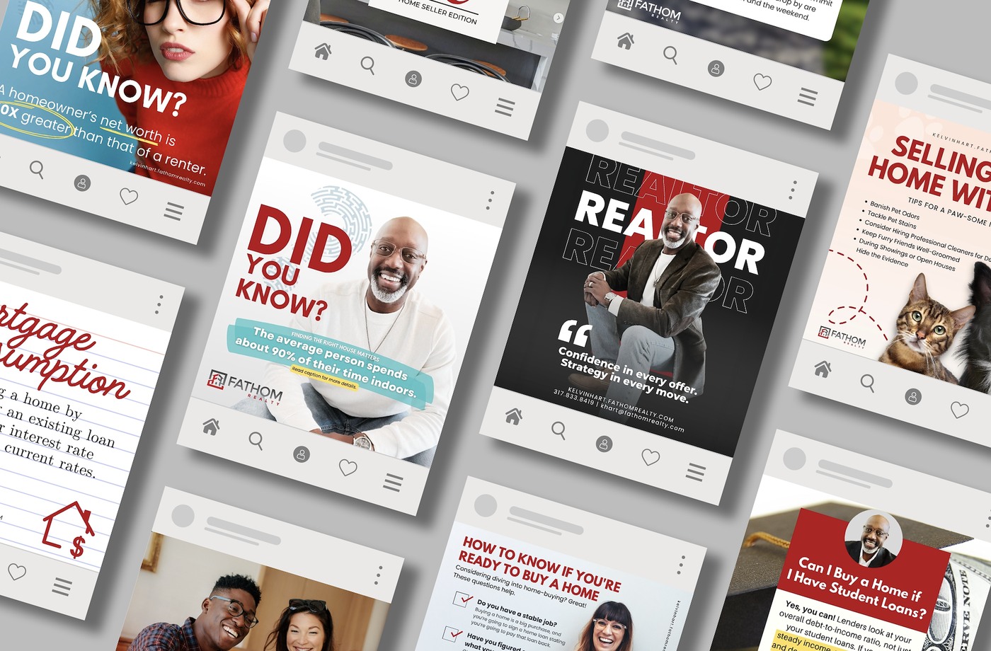 Curated social media designs and graphics for real estate content
